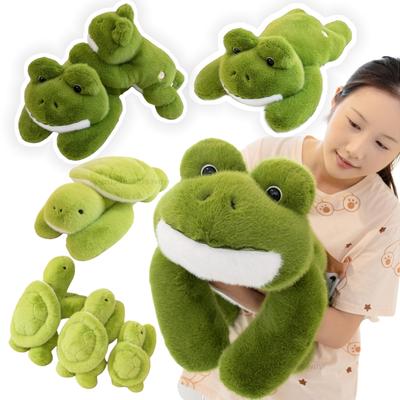 Prone Position Green Turtle Frog Animals Plush Toys Simulation Kawaii Cartoon Soft Dolls Birthday Valentine's Day Gifts Kids