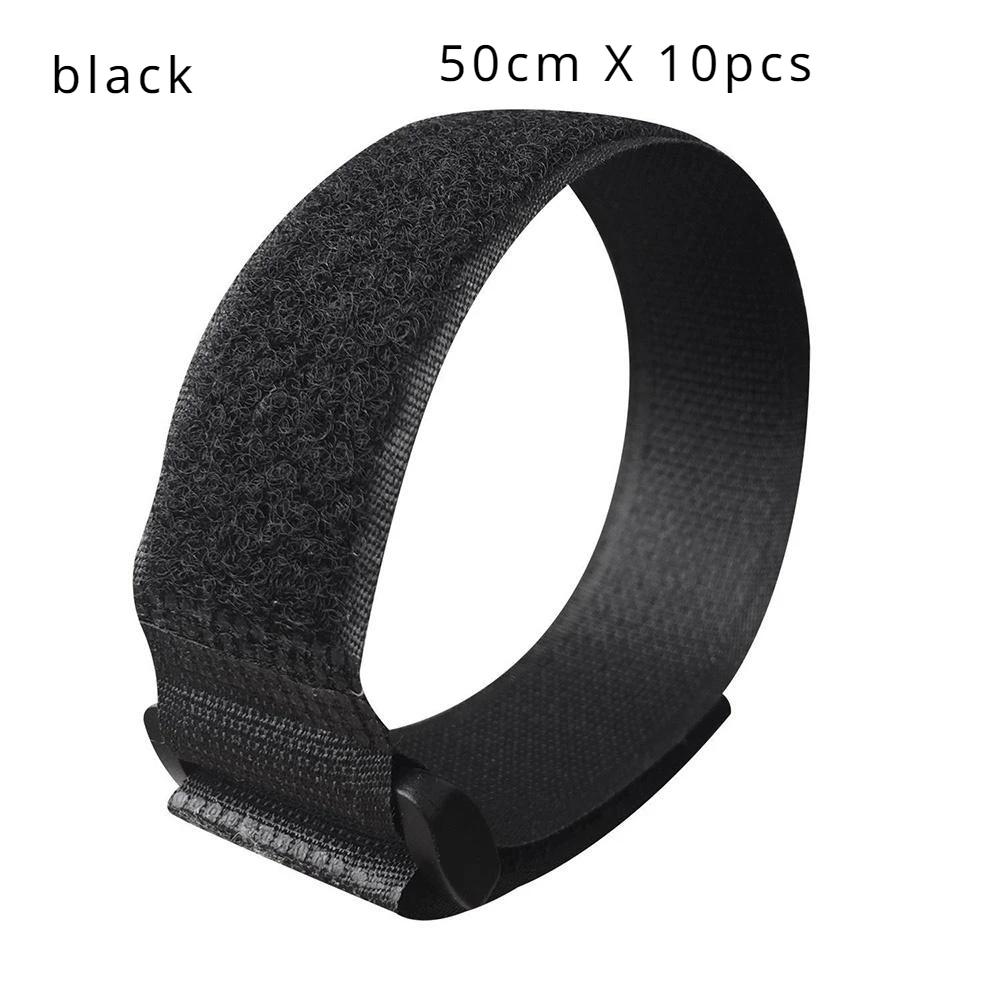 Wholesale 10pcs Hook and Loop Reusable Fastening Nylon Cable Securing Straps Durable Functional Ties Length 20cm, 50cm Optional