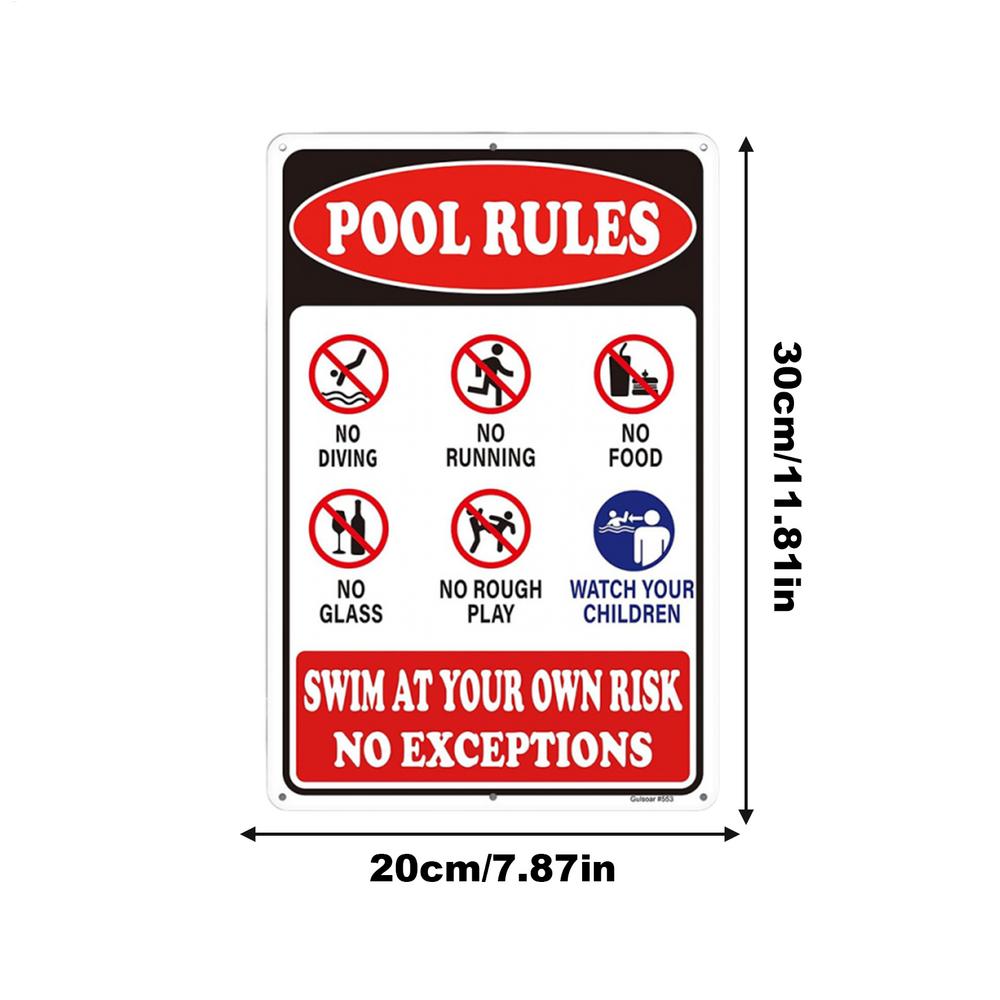 Rustproof Metal Pool Rules Sign Weatherproof Safety No Diving Decoration for Backyard Poolside Beach, Fun Gift for Family
