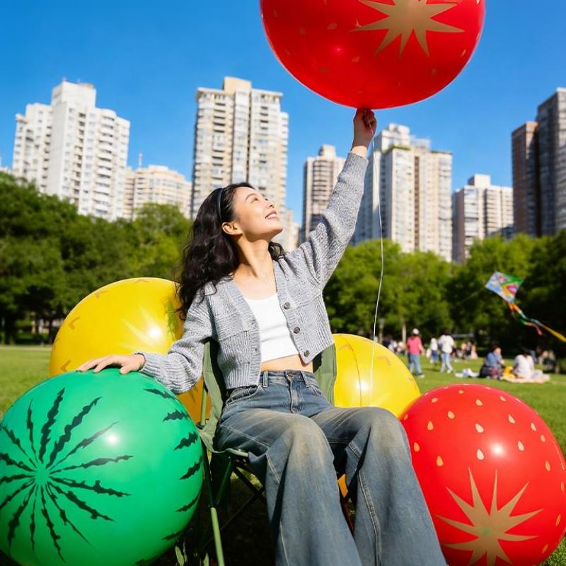 36 Inch Non-Toxic Round Latex Large Balloons Strawberry Watermelon Pineapple Print for Pool Party Home Decor