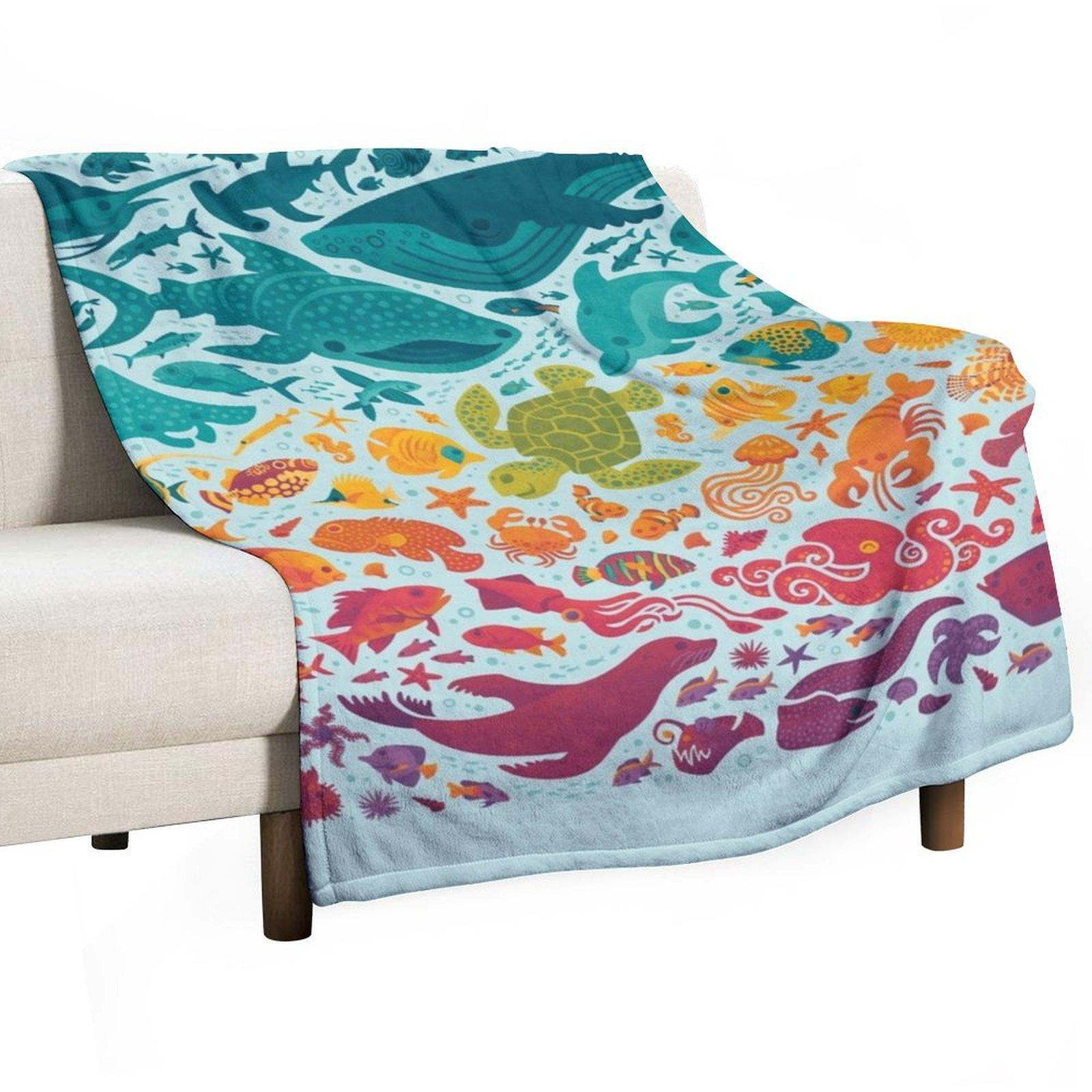 

Aquatic Spectrum 2 : light blue Throw Blanket Large Summer halloween Hairy Blankets 30x40in