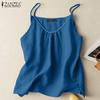 ZANZEA Canottiere da donna estive casual in cotone senza maniche