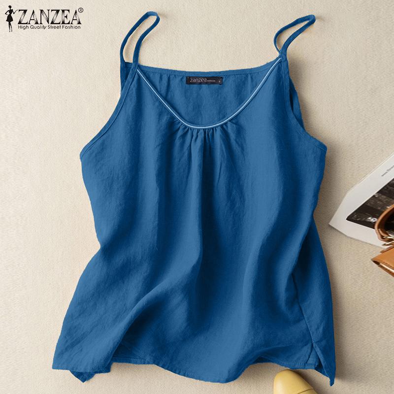 ZANZEA Canottiere da donna estive casual in cotone senza maniche