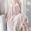Korean version of small fresh cotton and silk nightgown women's summer lotus leaf edge can be worn outside cotton and silk loungewear sweet vest skirt