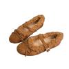 Plush ballet Mary Jane shoes women's one-word buckle plush flat bottom shallow mouth warm elegant retro bow beanie shoes