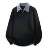 Dongjie No Logo Flus Autumn Fashion Lapel Sweater Jacket Men's Knitwear Solid Color Base Layer Shirt