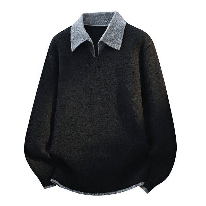 Dongjie No Logo Flus Autumn Fashion Lapel Sweater Jacket Men's Knitwear Solid Color Base Layer Shirt