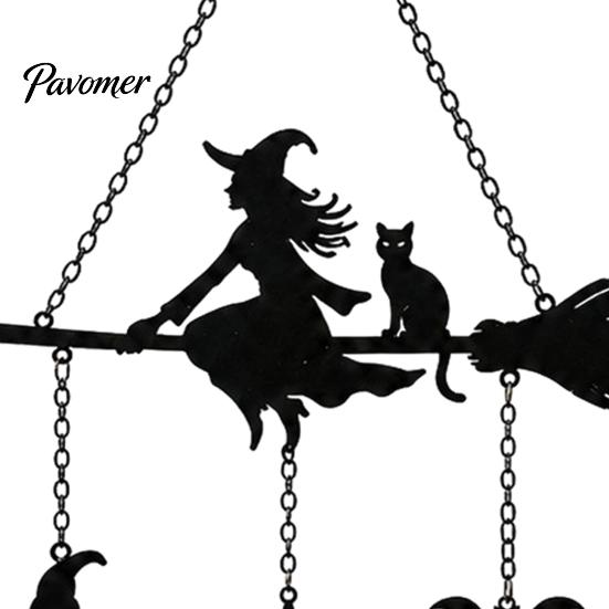 Holiday Party Supplies Halloween Witch Broom Wind Chime, Decorative Hanging Bells Metal Bell for Indoor Outdoor Garden Patio Porch Chime