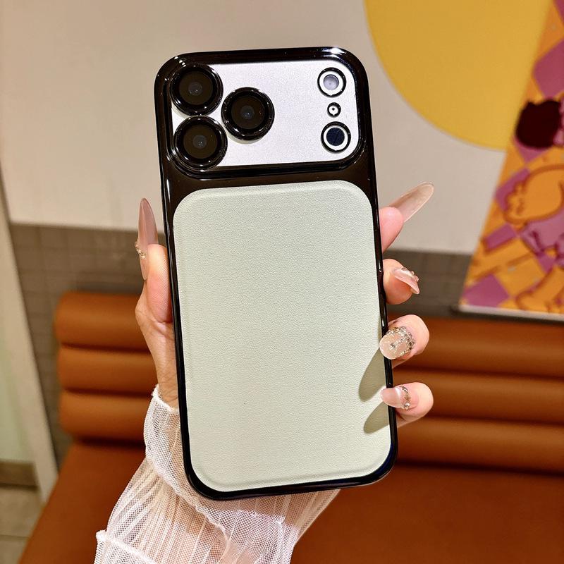 

Frosted Lychee Leather Texture Electroplated Transparent Full Coverage Case for Apple 17 Pro Max and iPhone 16 iPhone 15 зелений
