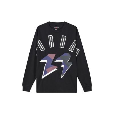 Flight MVP 85 Letter Print Sport Casual Crew Neck Long Sleeve Drop Shoulder T-Shirt Men Tops Black FD6944-010