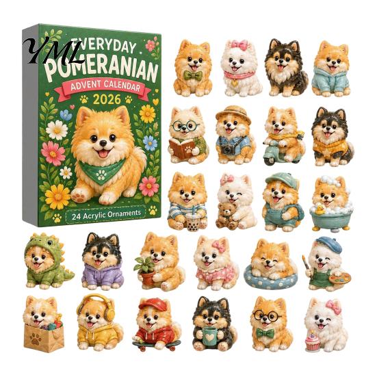 Gift for Dog Lovers Advent Calendars 2026, Cute 24 Days Christmas Countdown Box Calendar, 2D Acrylic Collectible Figures Lovers, Kids, Adults