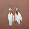 Ethnic Style Super Fairy Feather Earrings with No Piercings, Bohemian Style Long Style, High-end New Chinese Style Earrings Clips for Women