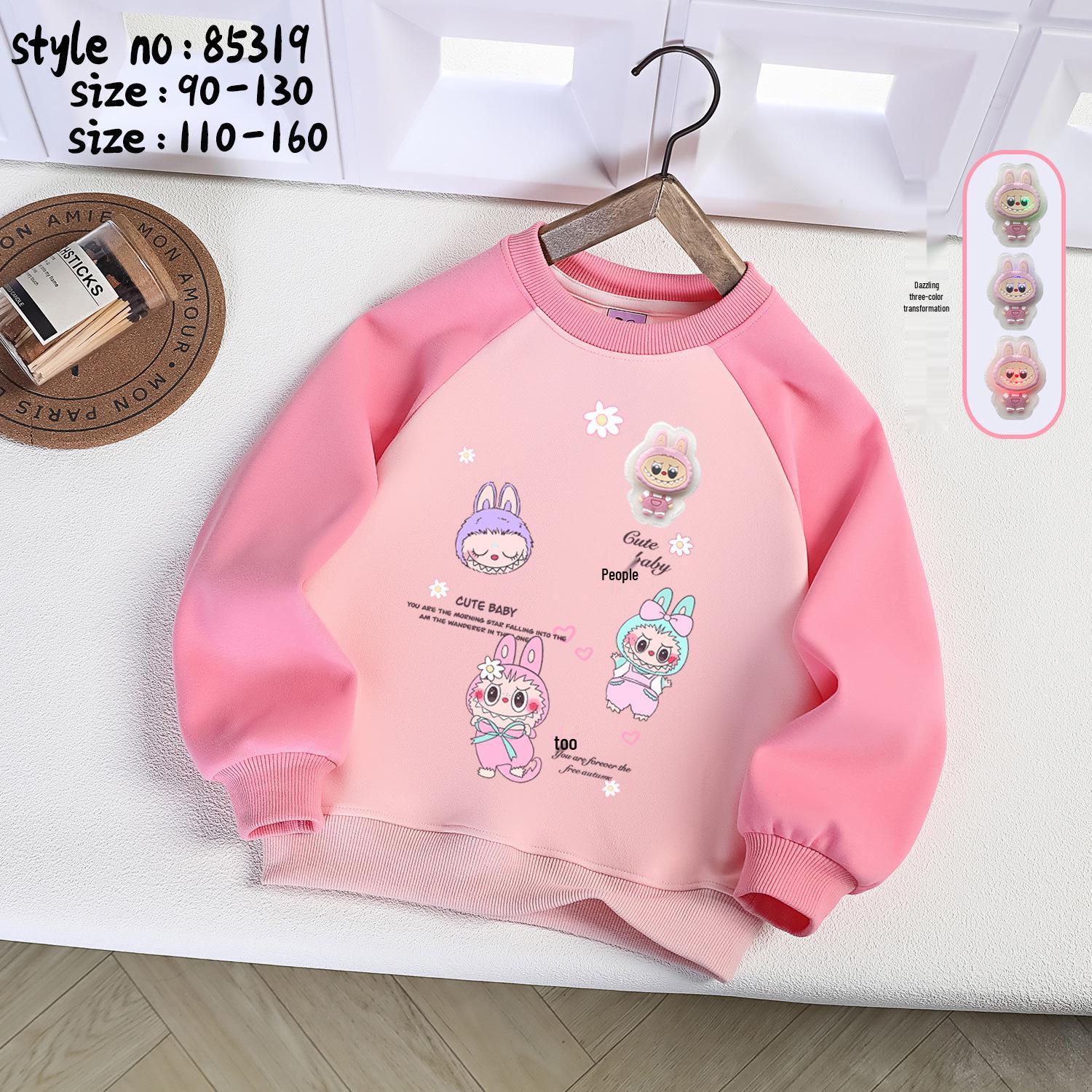 

Labubu Light-Up Toddler Girls Sweatshirt - 2025 Autumn Fleece Pullover 110cm-150cm, 5-piece set