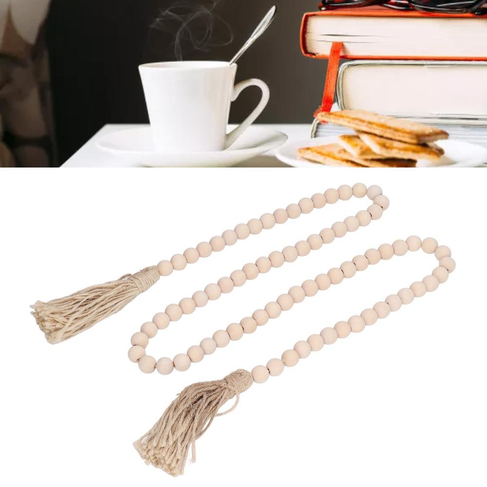 16mm Bead Size Prayer Beads With Tassels Decorative Beads Wood Bead Garland  For Coffee Table