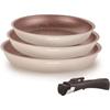 Set of 3 Frying Pans - All Heat Sources Including Induction - - AM4754 - 20-24-28 Cm + 1 Removable Handle