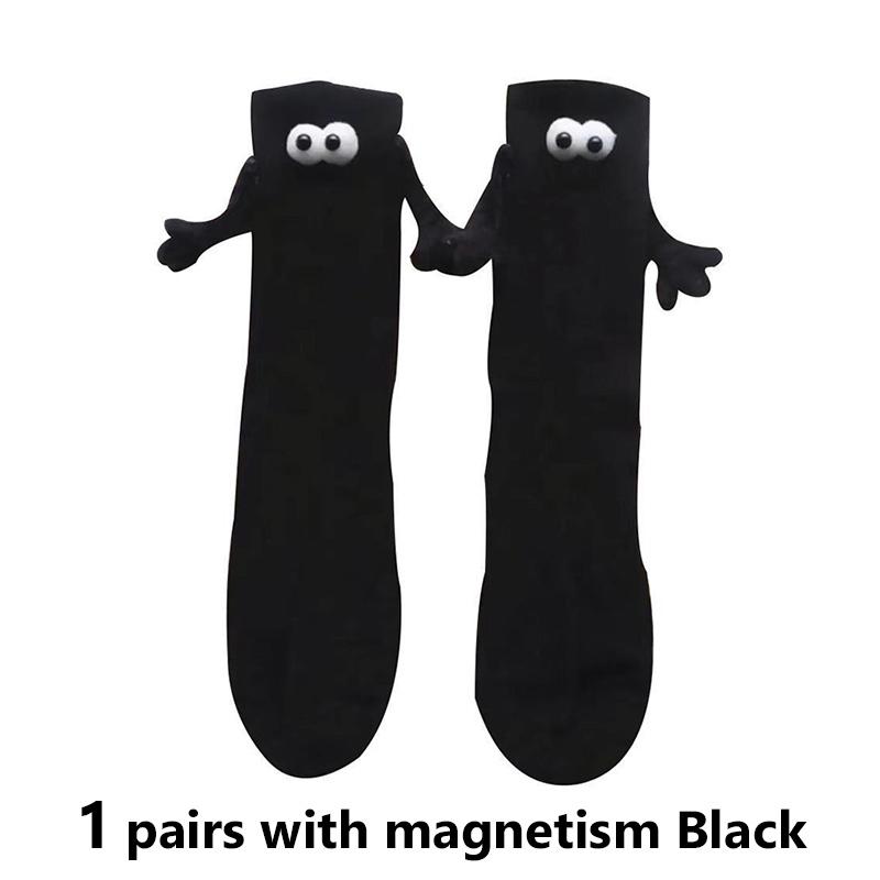 Alobee 1/2Pairs Harajuku Couple Cotton Sock Magnetic Suction Hand In Hand Socks Black White Unisex Holding Hands Long Socks