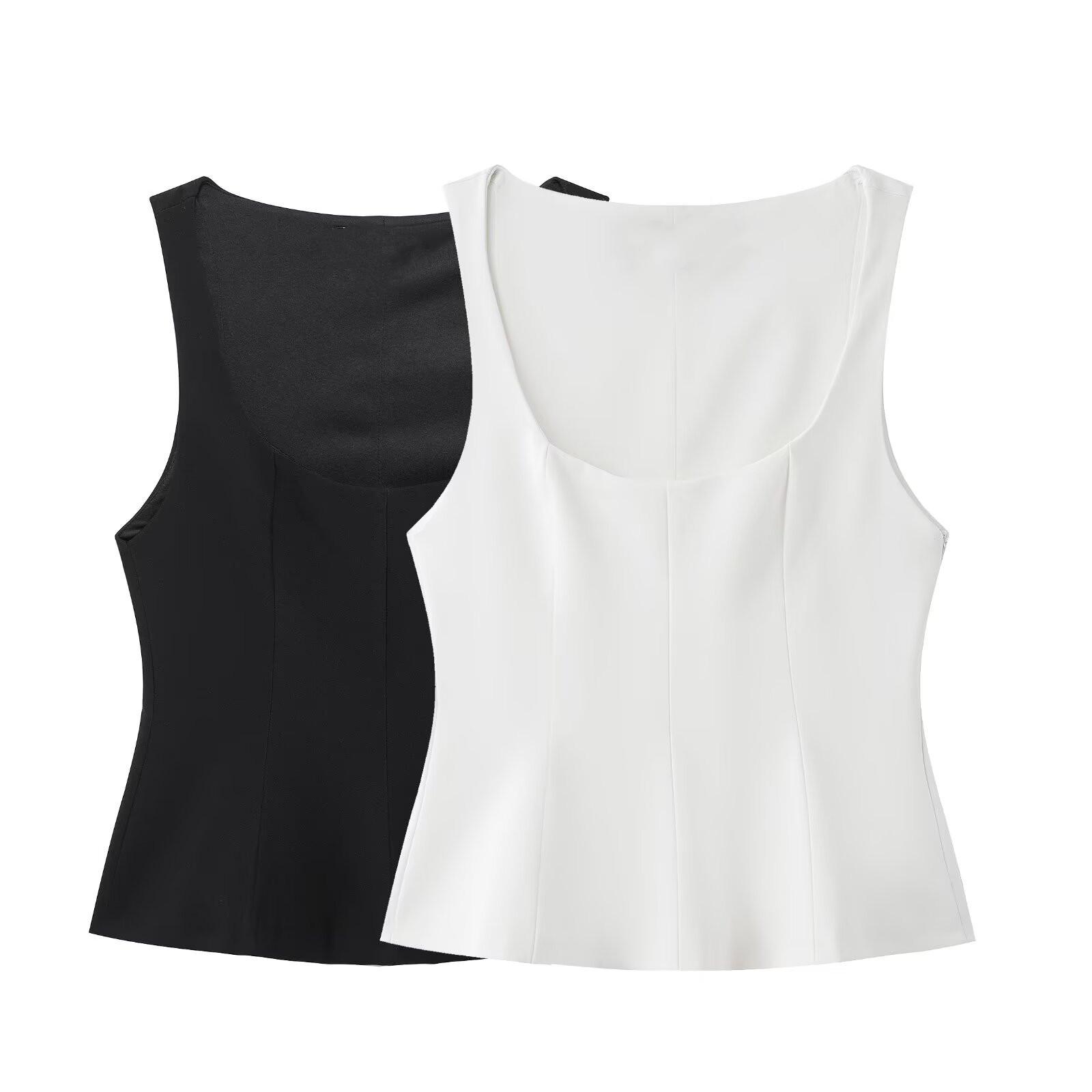 

Spring 2025 Women s Slim Fit Sweet Versatile Short Skirt Hem Top XS чорний