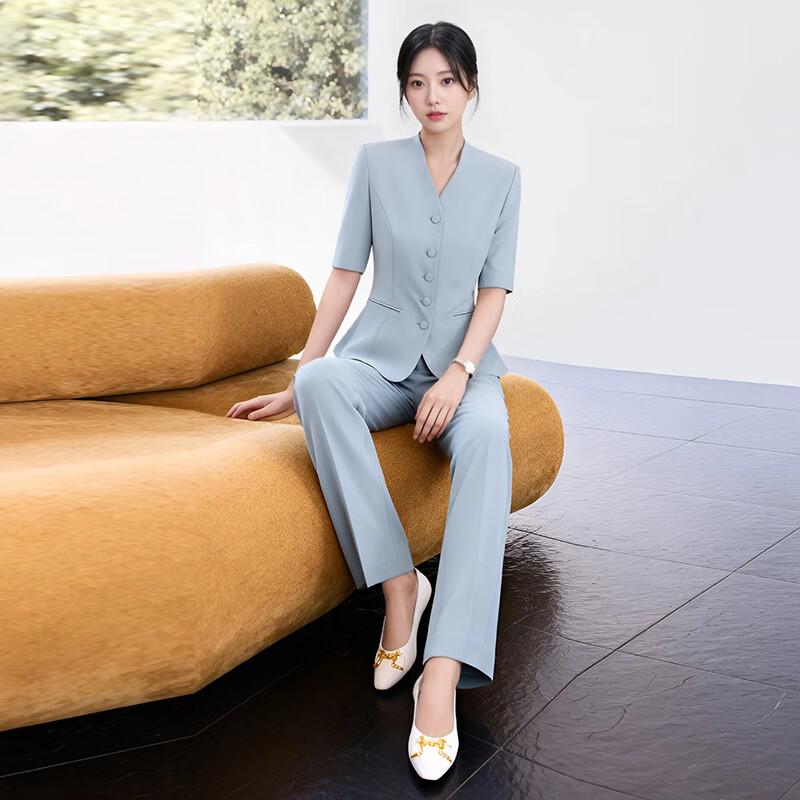 Women s Summer Professional Short-Sleeve Blazer Suit Set XL