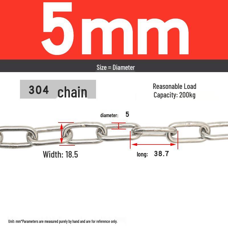 304 Stainless Steel Dog Chain - Available in Thicknesses: 1.2mm to 12mm