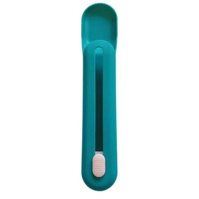 Cat Strip Spoon Push Button Portable Slot Ergonomic Cat Feeder Squeeze Spoon for Pet Blue