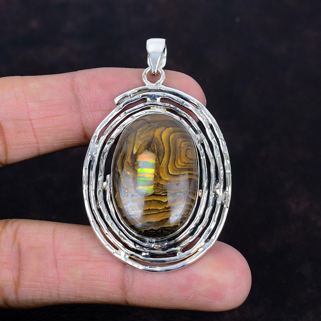 Ethopian Opal In Boulder Opal Pendant 925 Sterling Silver Pendant Brand New Jewelry Gemstone Pendant Handmade Silver Jewelry Gifts for Him
