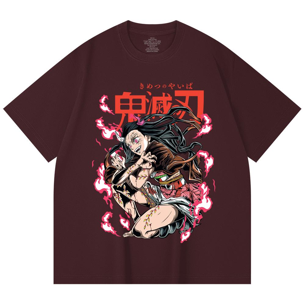 

230 Gsm 100% Cotton Demon Slayer V71 Nezuko Demon Print Unisex Heavy Cotton T Shirt 2XL