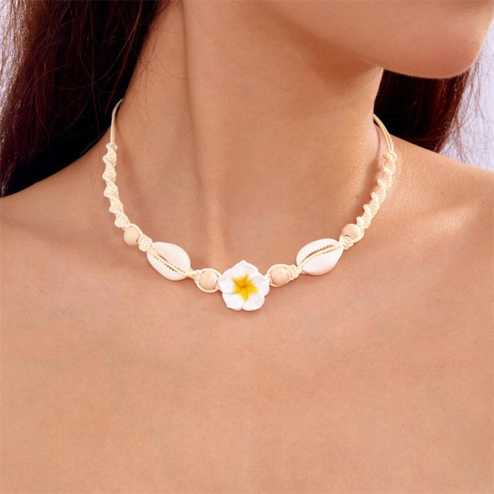 Bohemia Flower Clavicle Chain Weaving Chain Choker Fashion Shell Beads Necklace  Seaside