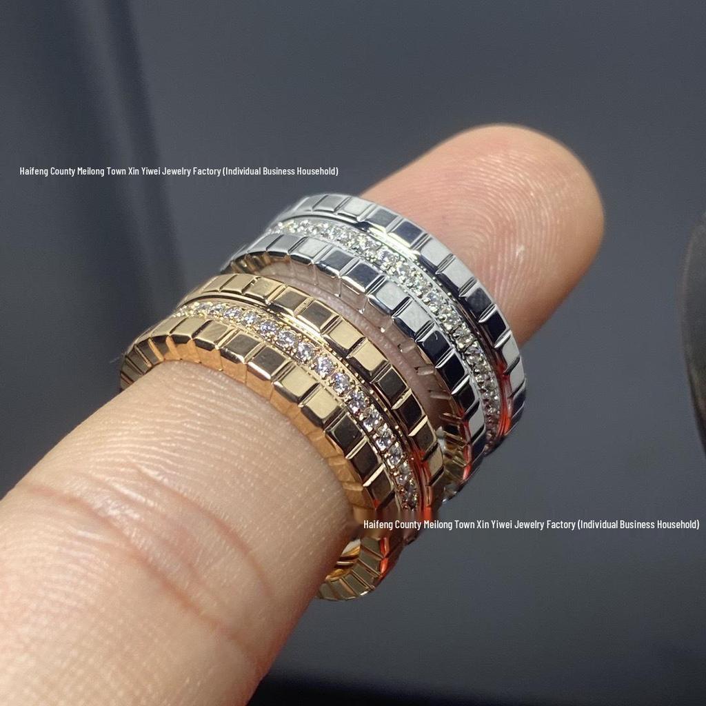 Anello Cubo di Ghiaccio Quadrato in Diamante Famiglia Xiao Transfrontaliero Europeo e Americano - Superficie Liscia per Uomo & Donna, Dito Indice, Anelli Nuziali per Coppia