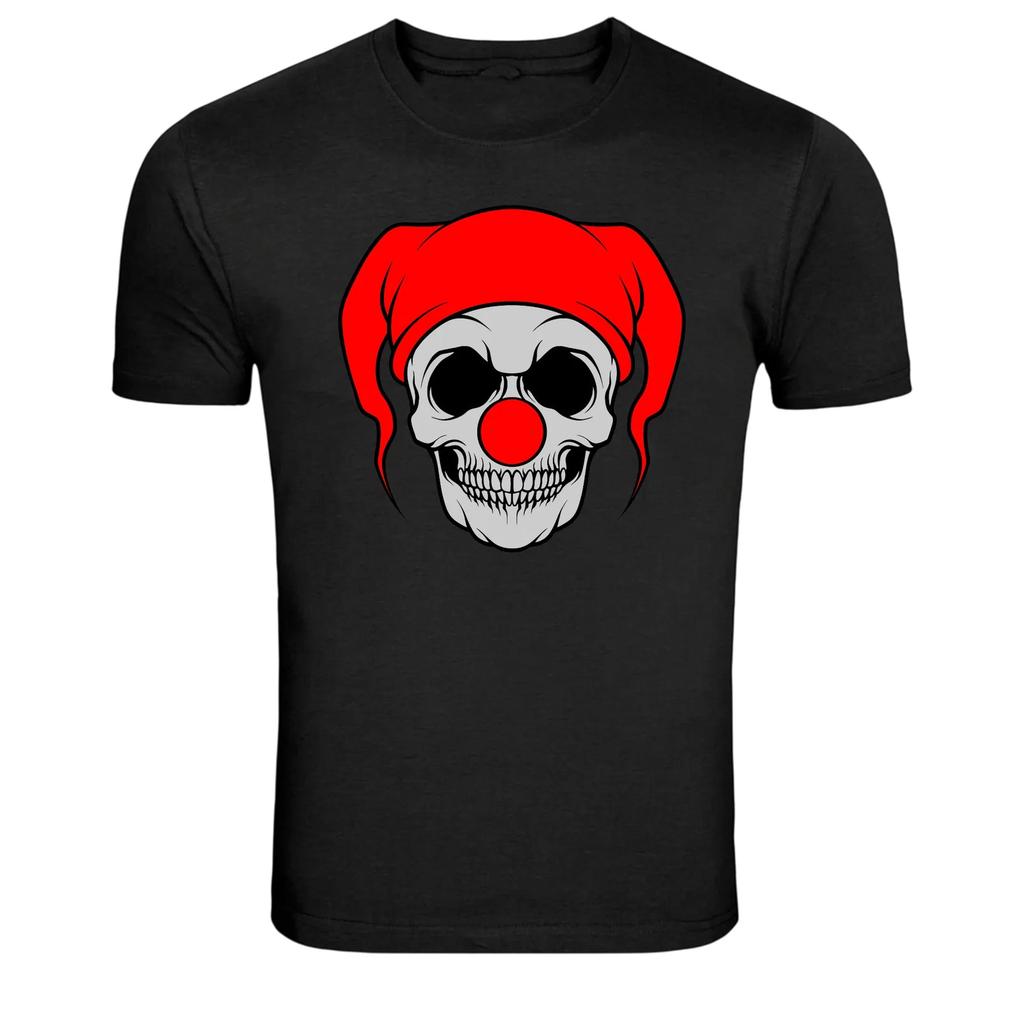 Clown Skull With Red Beanie Dark Humor Graphic T-Shirt