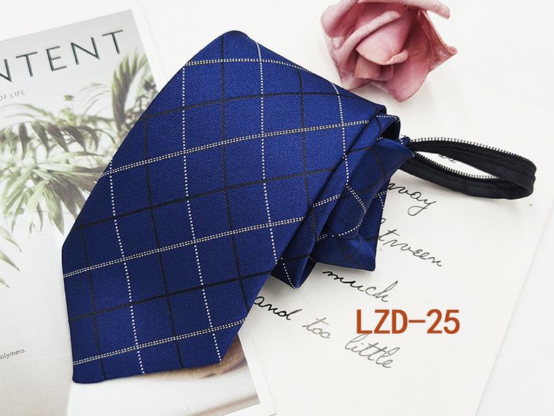 Men's Easy-Pull Knot-Free 8cm Striped Black Zipper Tie