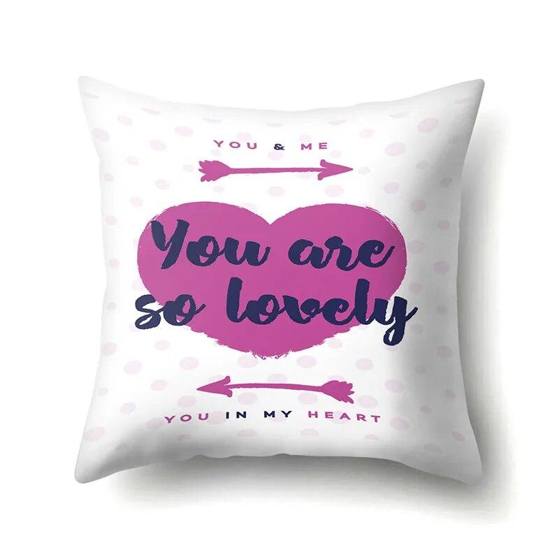 Valentine's Day Letter Love Pattern Printed Pillow Cover Sofa