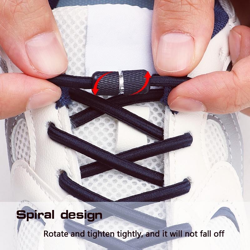 Round Elastic Laces Without Ties Sneakers No Tie Shoelaces Metal Capsule Buckle Shoelace Basketball Shoe Laces Shoes Accessories