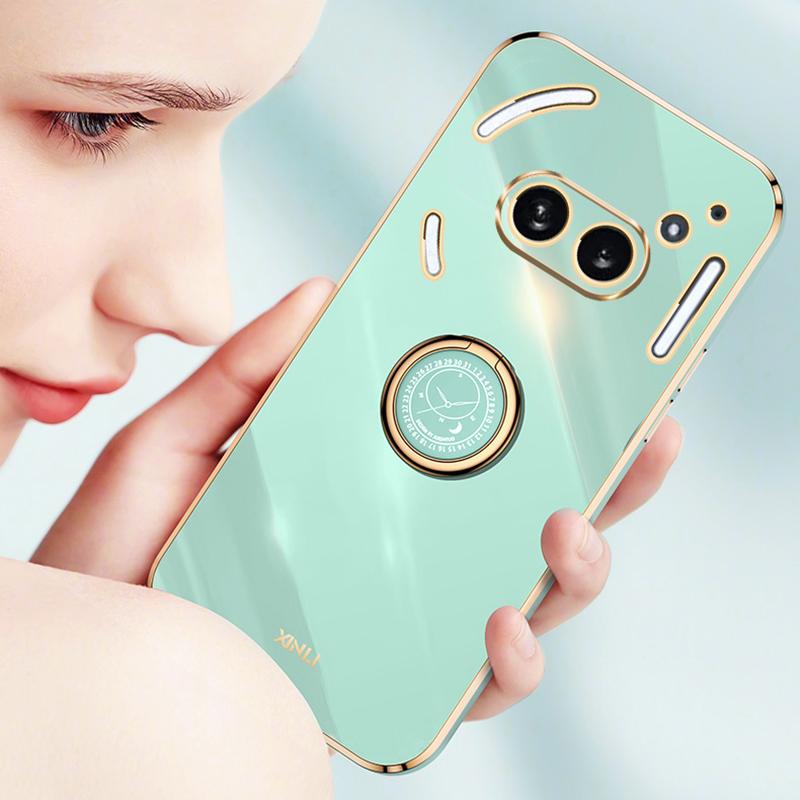 XINLI For Nothing Phone (2a) Cover Electroplating Ring Kickstand Soft TPU Phone Case