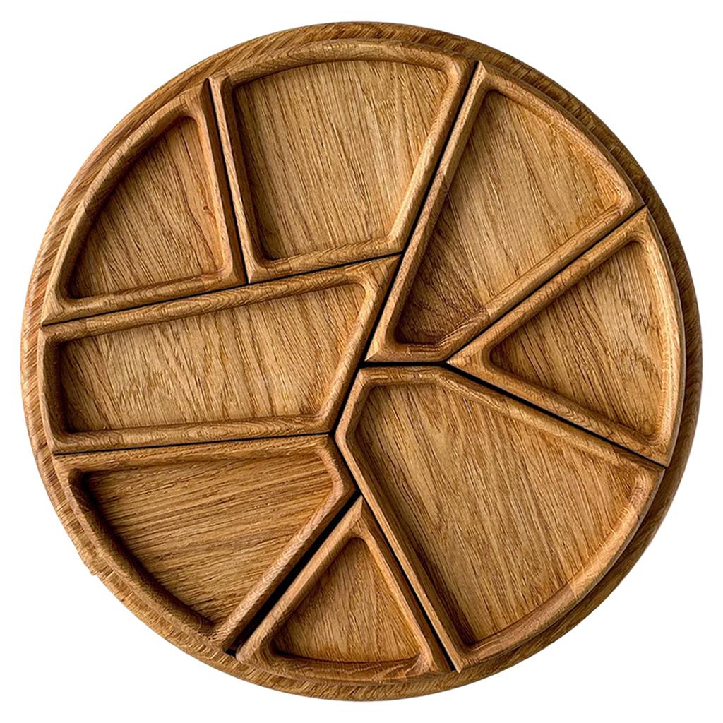 Round Wooden Serving Tray Divided Snack Candy Nuts Dried Food Platter for Home Party Wedding New Year Desserts Trays
