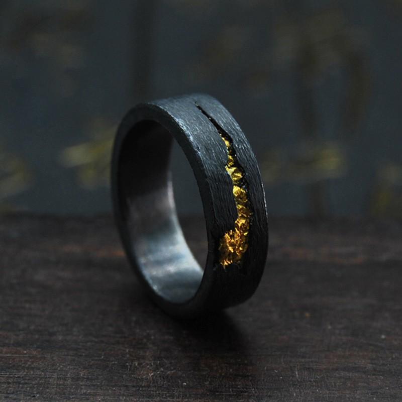 Adjustable Open Ring Men Women Minimalist Geometric Design Plated Retro Artisan Handmade Jewelry