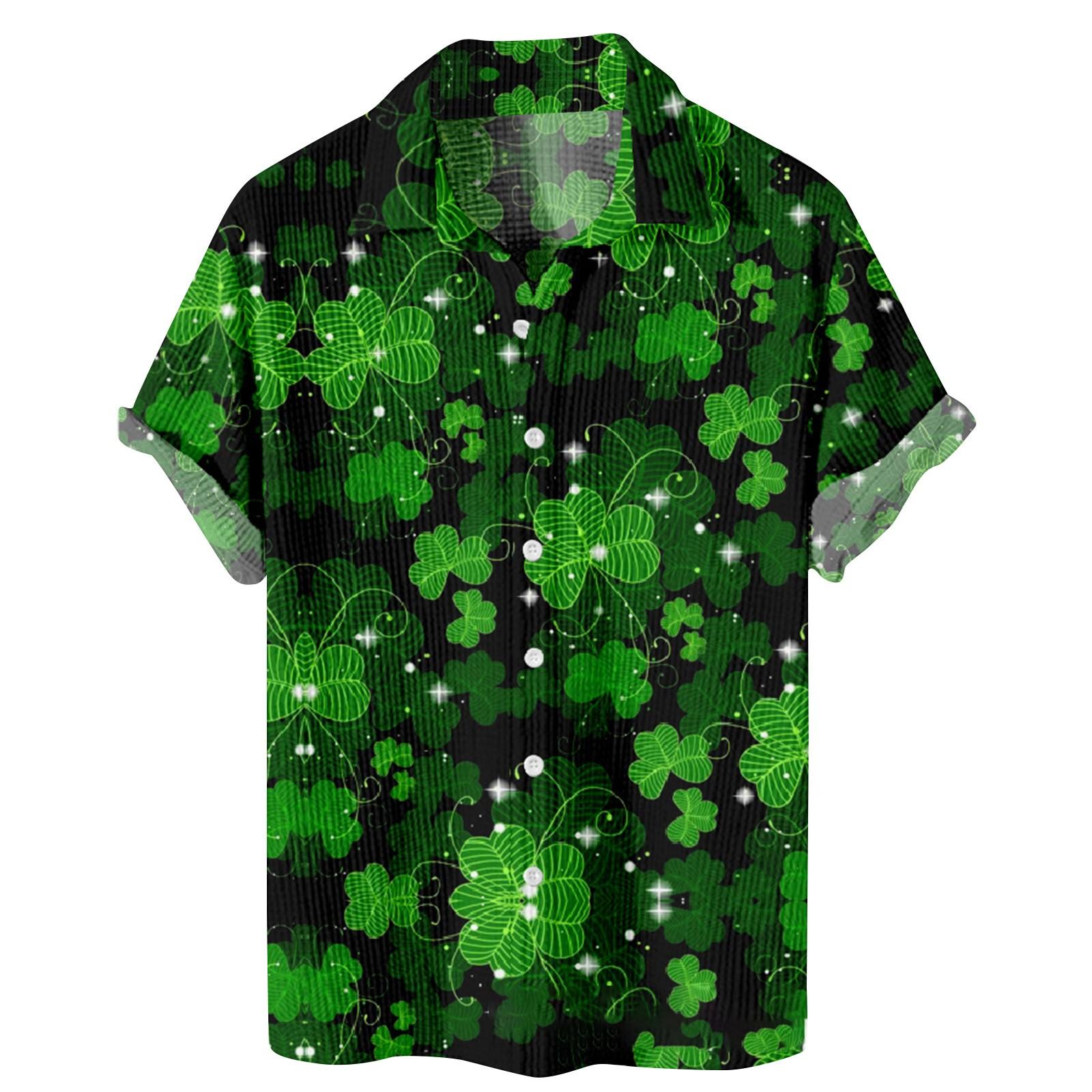 

чоловіча св. Чоловічі повсякденні модні сорочки з короткими рукавами до Дня Святого Патріка XXXXXXXXL чорний