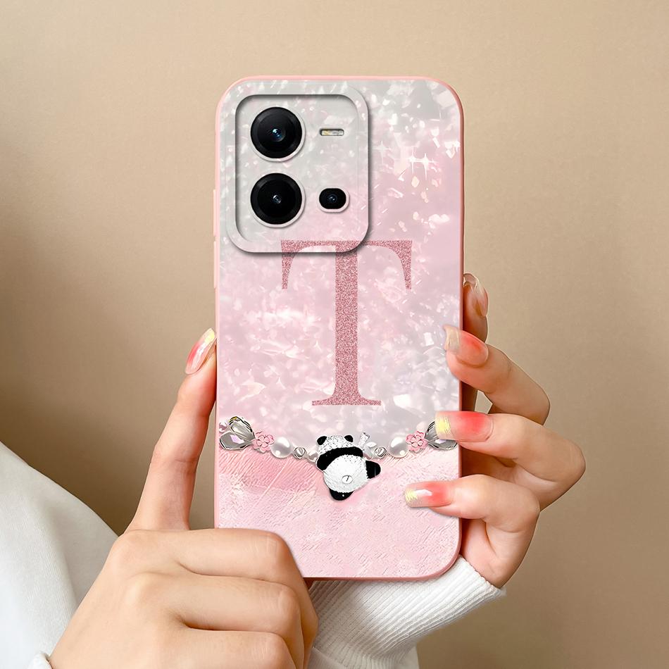 For Vivo V25 V25E Phone Cover Lovely Letters High Quality Case For Vivo V 25 Soft Liquid Silicone Lightweight Anti Drop Fundas