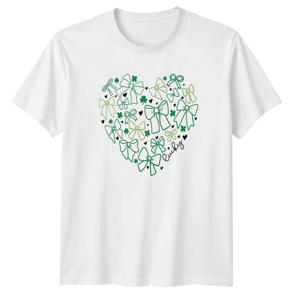 Lucky Unisexs TShirt Bow Clover St Patricks Day Gift For Her S