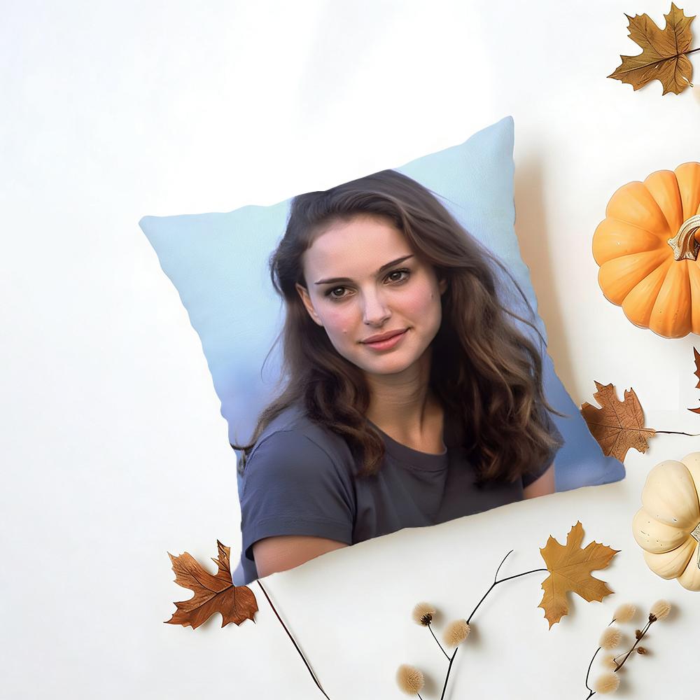 NNatalie Portman Cushion Cover Washable Linen Pillowcase Soft for Daily Sofa Bed Home Room Decor