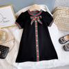 Mädchenkleid im klassischen Stil mit Schleife, mittlere und große Kinder, Bienenband, schmal geschnittenes Kleid