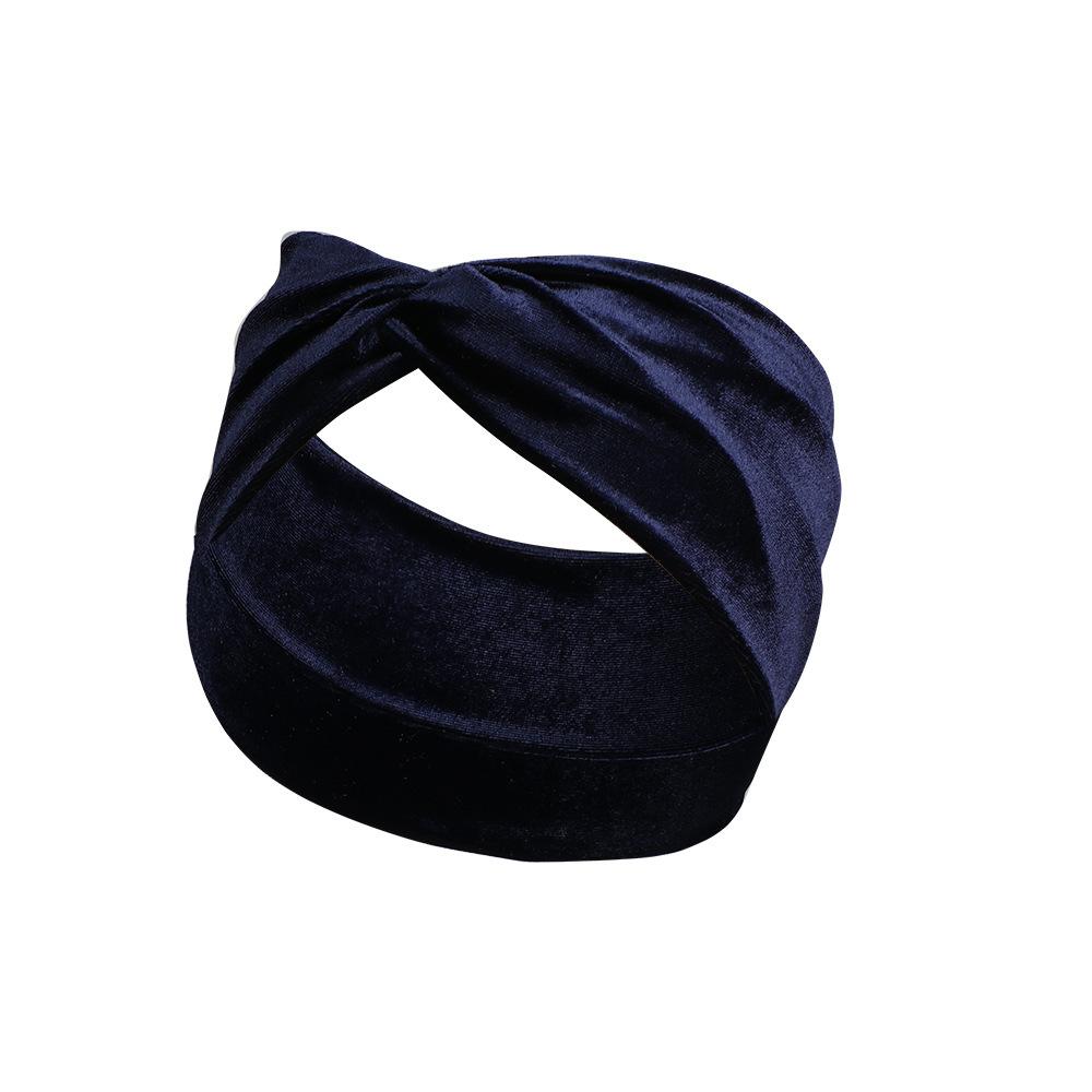 Solid Color Gold Velvet Headband, Hair Accessories Stylish Knotted Cross Elastic Wide Edge Headband Headband