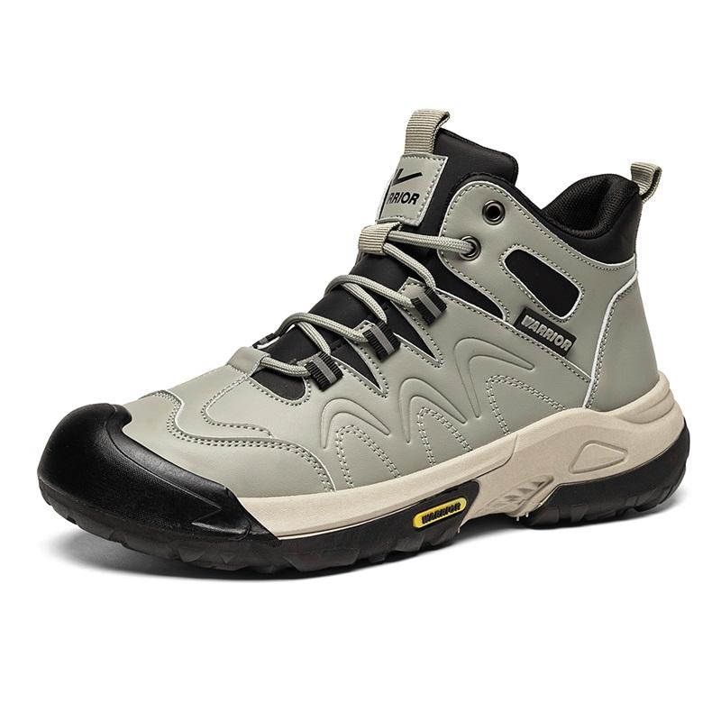 Warrior High-Top Hiking Shoes Casual Sports Fashion Versatile Daily Commuting Slip-Resistant Durable Men Hiking Shoes Light-Green Black WXP(WZ)-250502