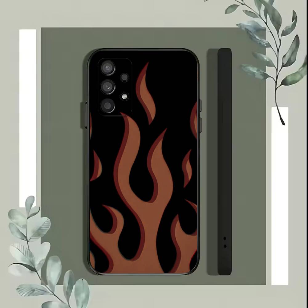 Creative Fashion Flame Phone Case For Samsung S25,S24,S21,S22,S23,S30,Ultra,S20,Plus,Fe,Lite,5G Black Cover