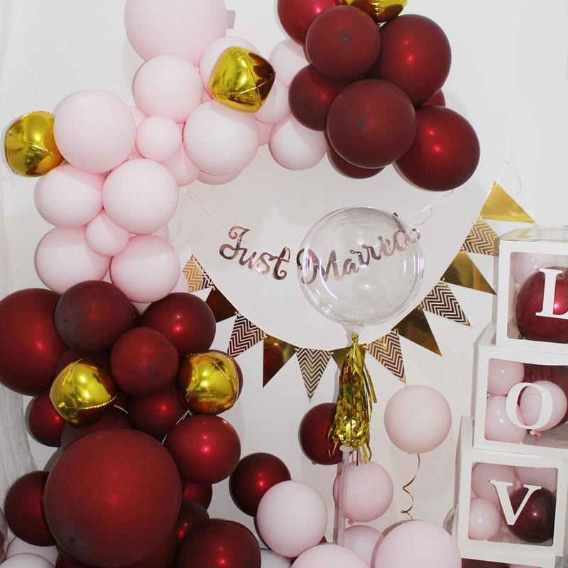 Double Layer Cherry Red Latex Balloons, 5-18 Inch, for Festive Wedding Decorations