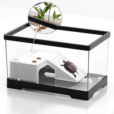 Aquarium Turtle Tank with Multi-Functional Area Hermit Warming Ramp Reptile Habitat