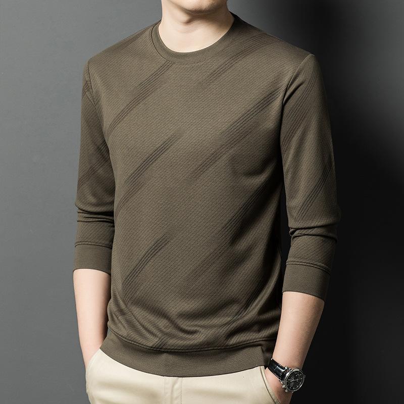 Sweater Men's Spring and Autumn High-end Trend Brand Men's Long Sleeve T-Shirt Crew Neck Pullover Bottom Shirt