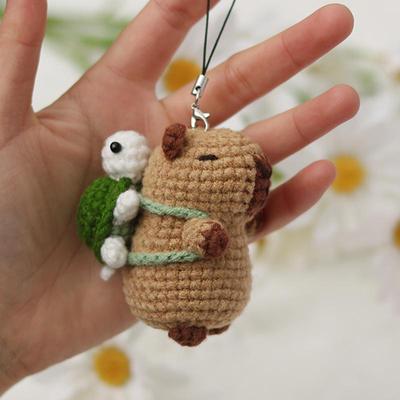 Handmade Capybara Crochet Kit: Beginner-Friendly DIY Wool Animal Pendant Set