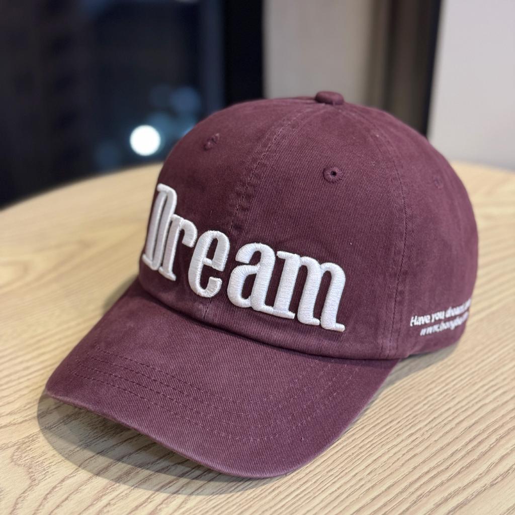 Three dimensional Letter Embroidery Baseball Cap for Women Trendy Soft Top Face Showing Small Retro Curved Brim Duck Cap for Men