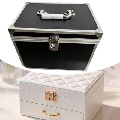 Valigetta per Trucco con Manico Multiuso in Alluminio Organizer per Kit Pedicure Scatola Portaoggetti