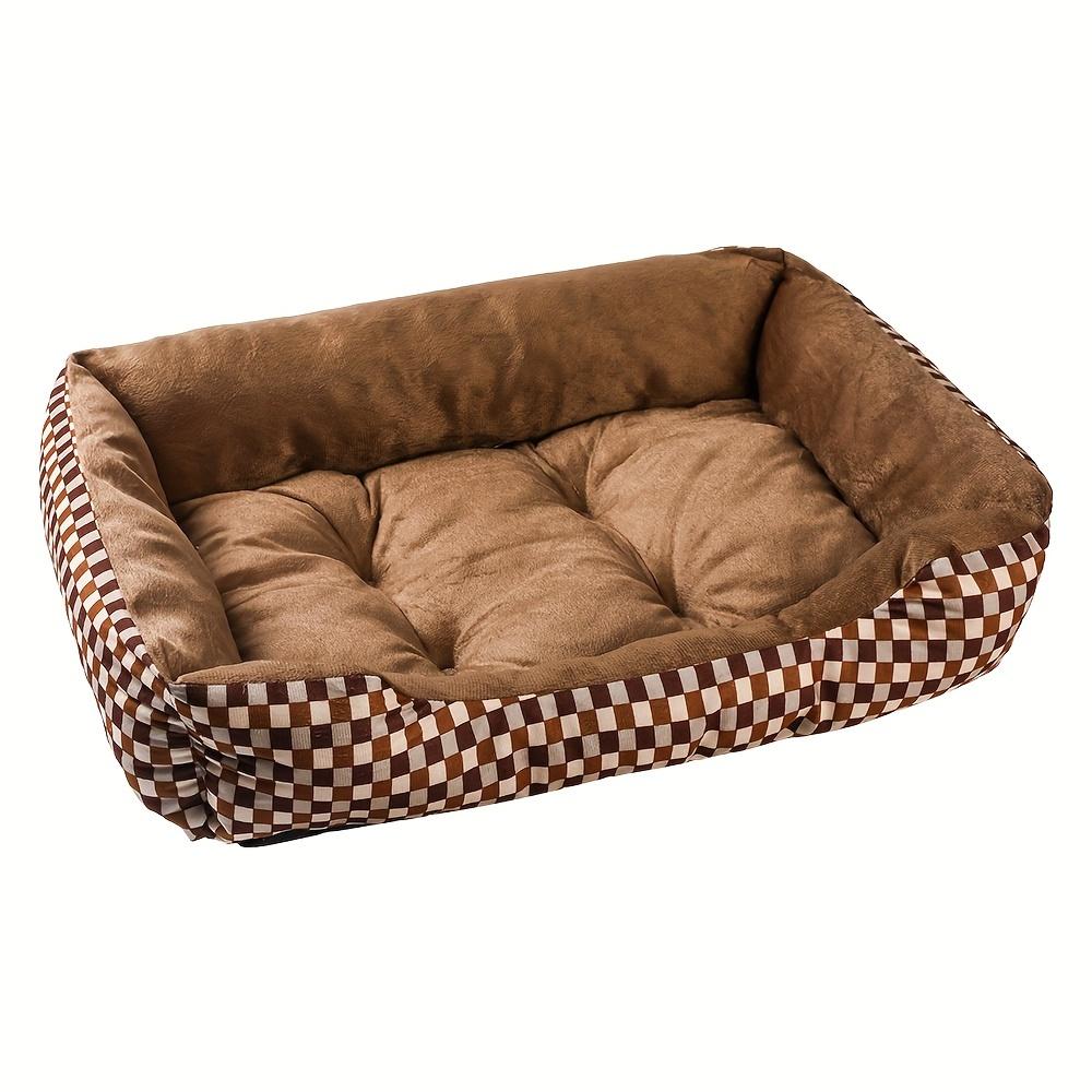 

Cozy Plaid Dog Bed Soft Polyester Pet Mattress, No Assembly Required, Ideal for Small To Large Dogs All Breeds S шоколадный